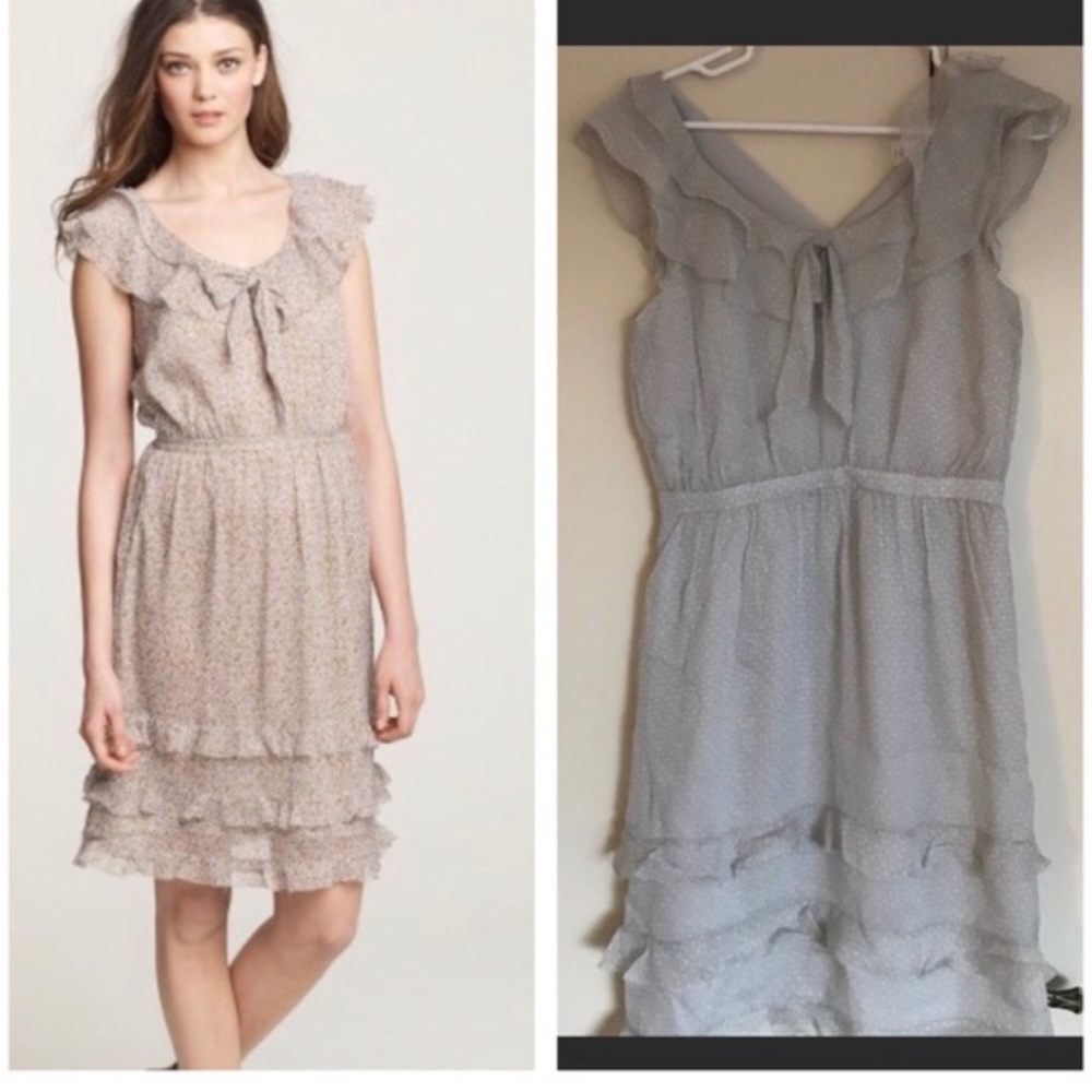 J.Crew grey and white flower dress